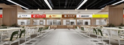 现代学校食堂3D模型下载